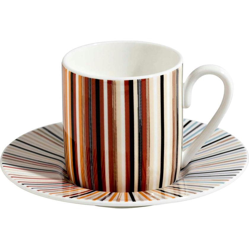 Tea Cup & Saucer Stripes Set of 2 In Luxury Box Jenkins 148 Diam. 3.3"