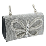 Crystal Butterfly Rhinestone Foldover Handbag
