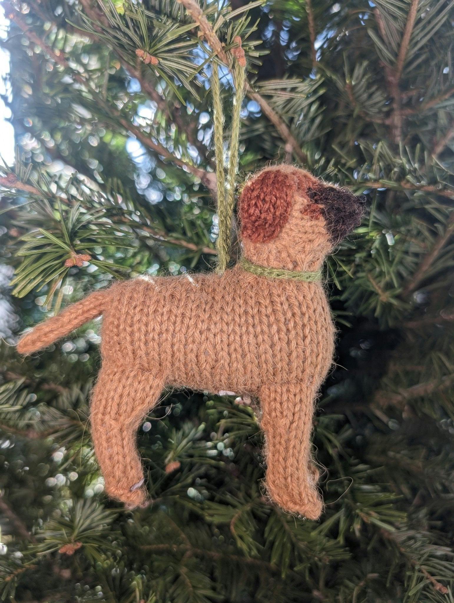 Bullmastiff Hand Knit Christmas Ornament