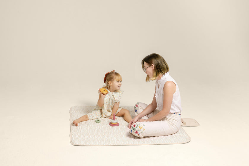 Portable Wander Classic Playmat | Check, Powder | Toddlekind