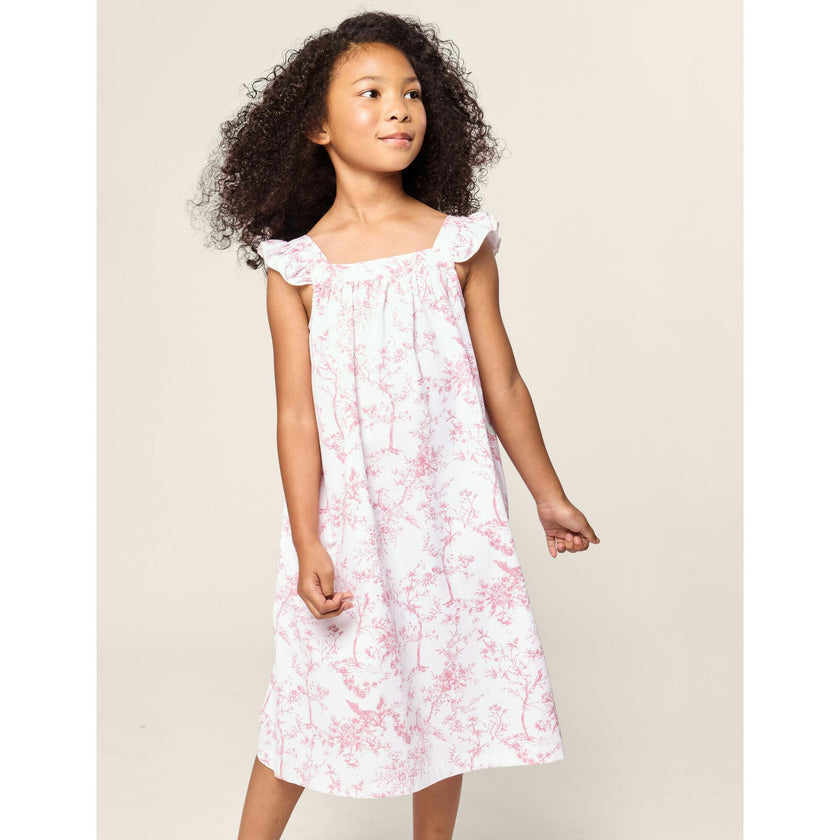 Girl's Twill Clara Nightgown in Pink Timeless Toile