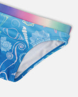 Two-Piece Swimsuit Blue Shell Print