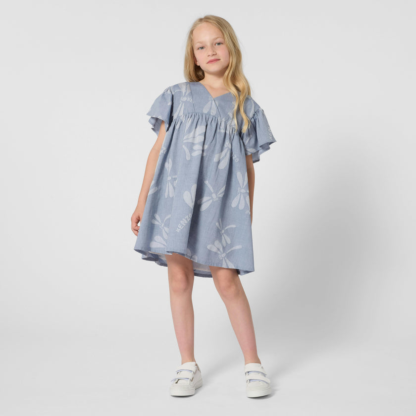 Pale Blue Kenzo Kids Flutter Dress