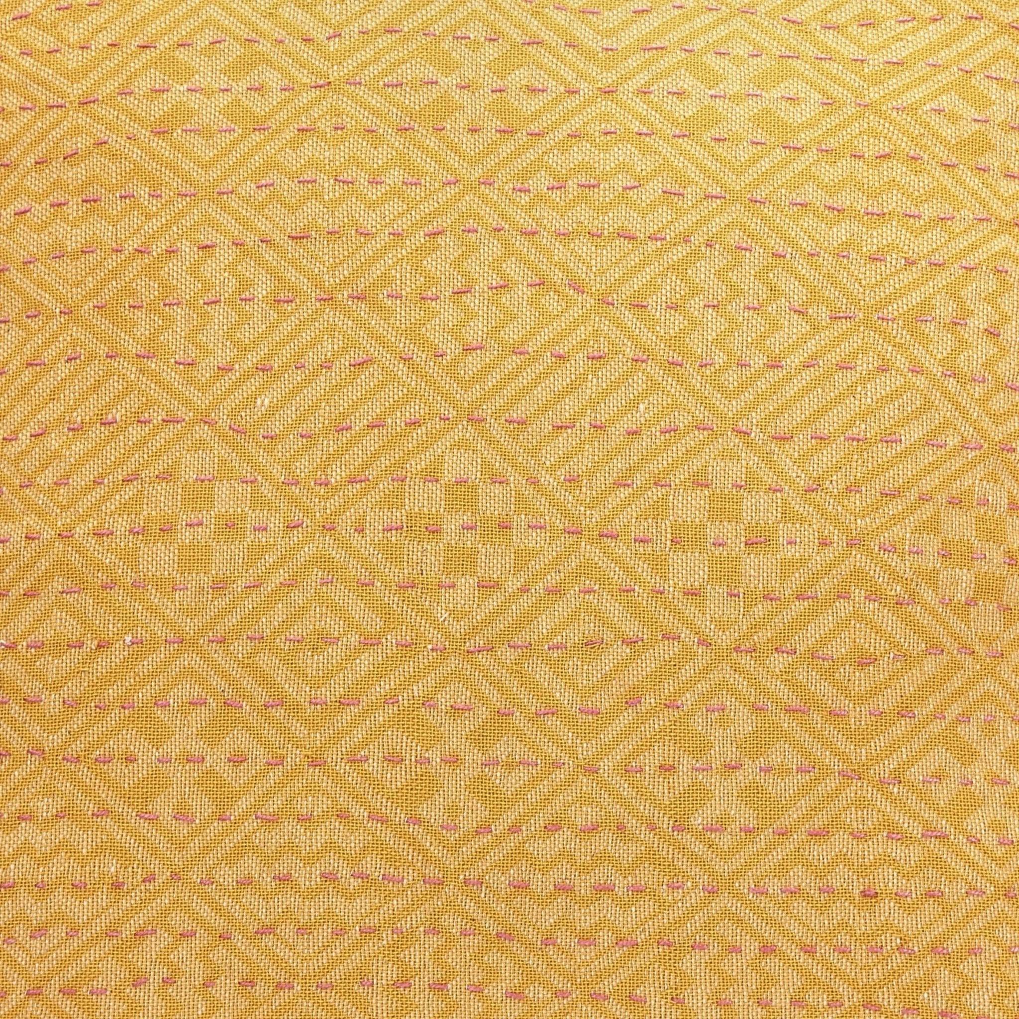Artisan Hand Loomed Cotton Square Pillow - Yellow Diamond - 24