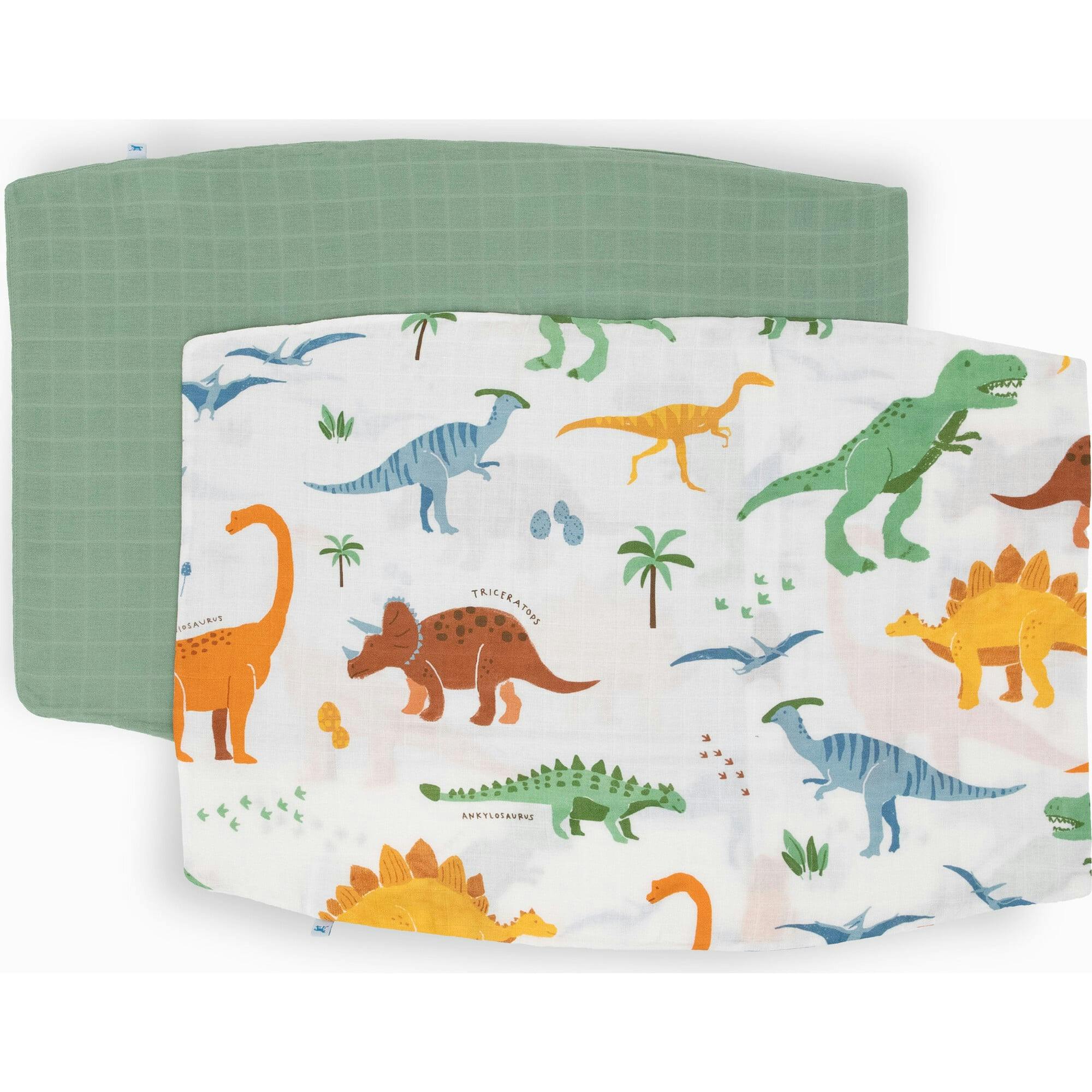 Cotton Muslin Pillowcase 2 Pack - Dino Names
