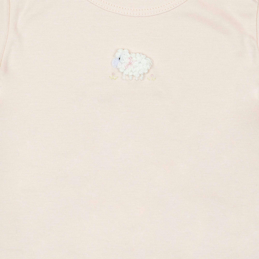 Pima Embroidered Pajama Set in Blue Lamb