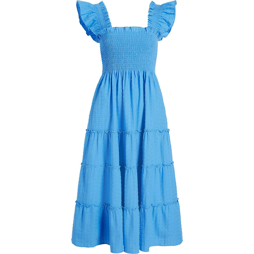 The Ellie Nap Dress - Hydrangea Blue Textured Clip Dot