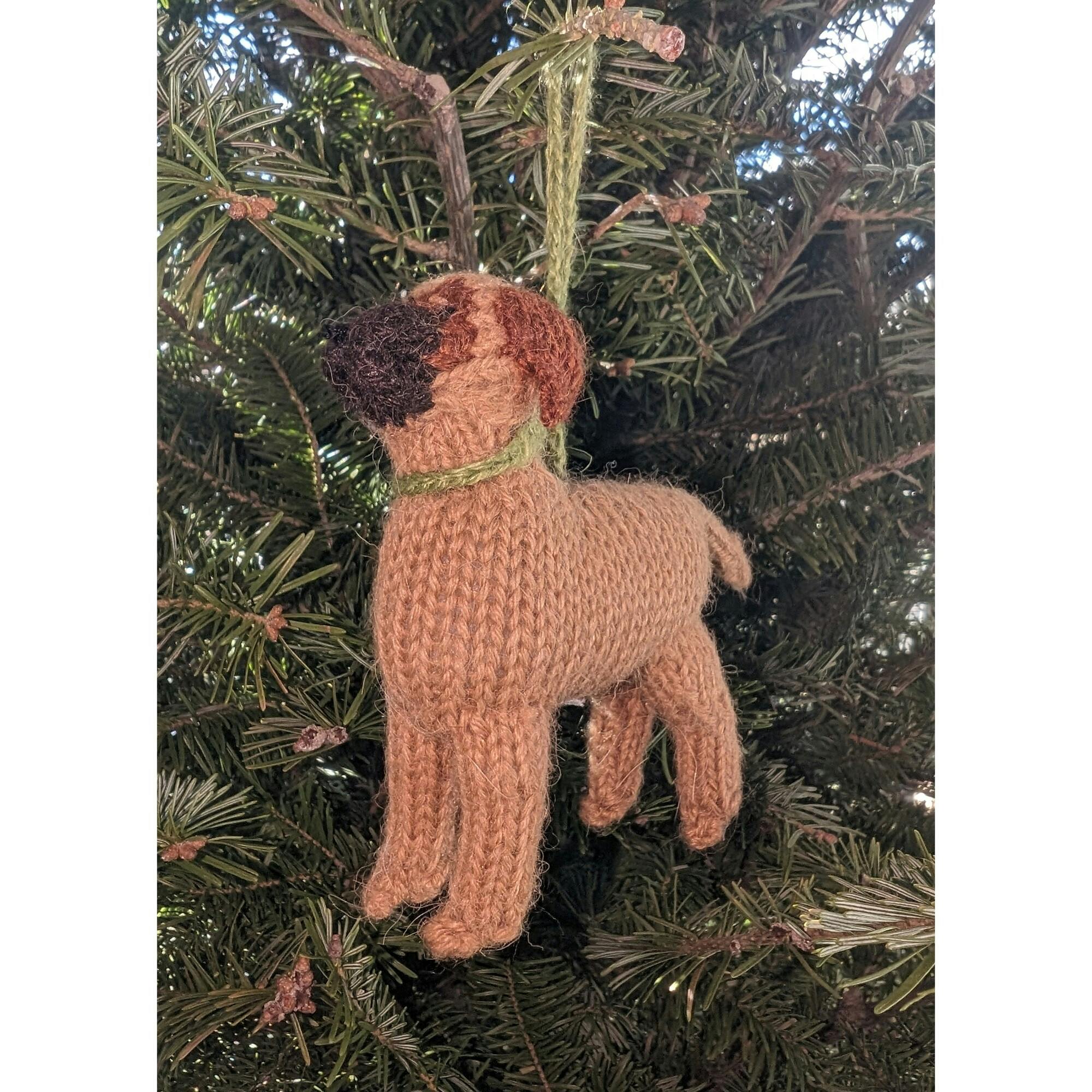 Bullmastiff Hand Knit Christmas Ornament
