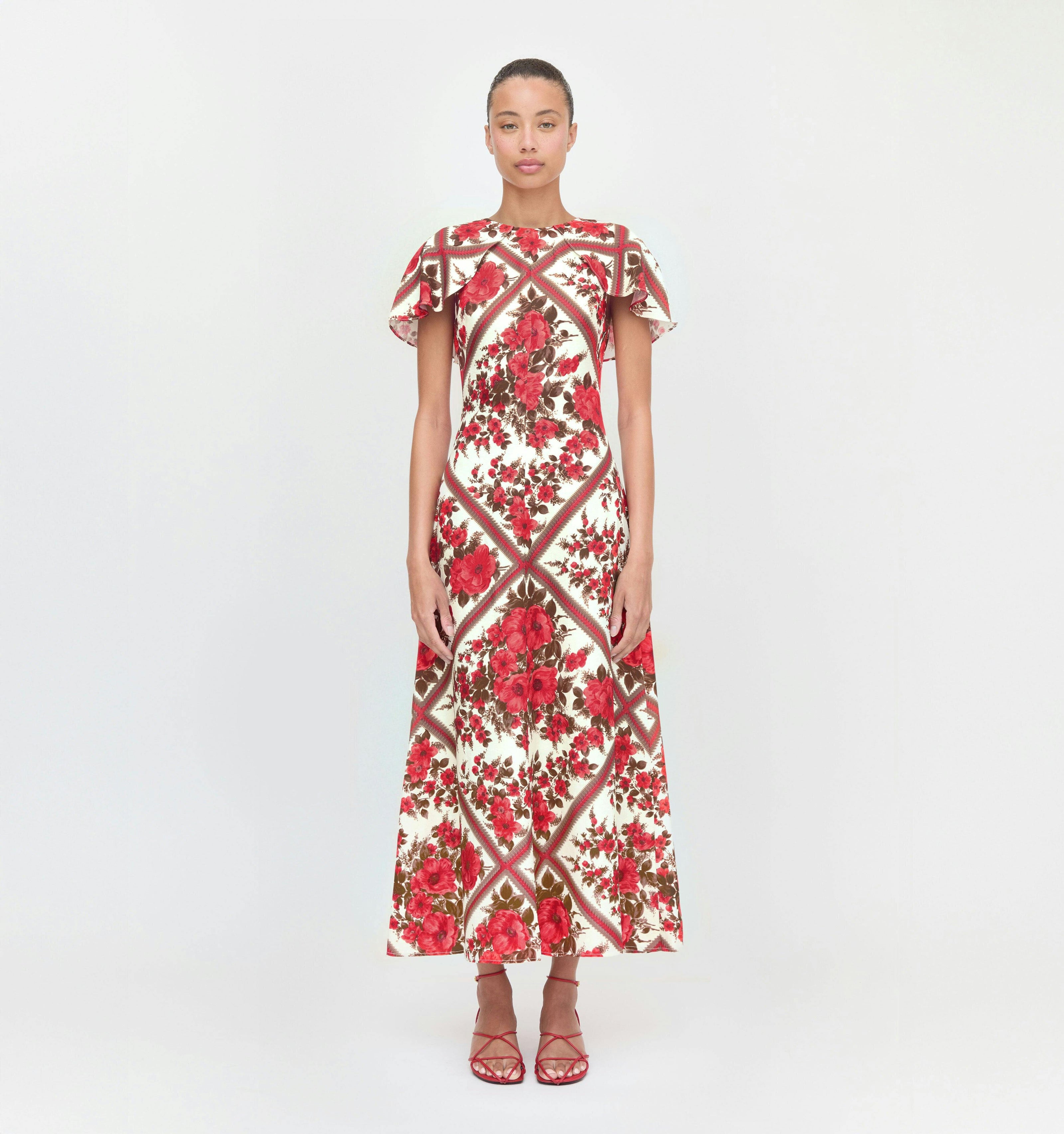 The Davina Dress - Red Diamond Rose