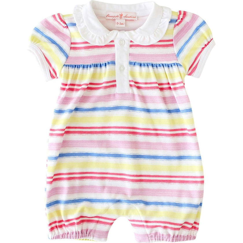 Rainbow Stripe Collared Romper