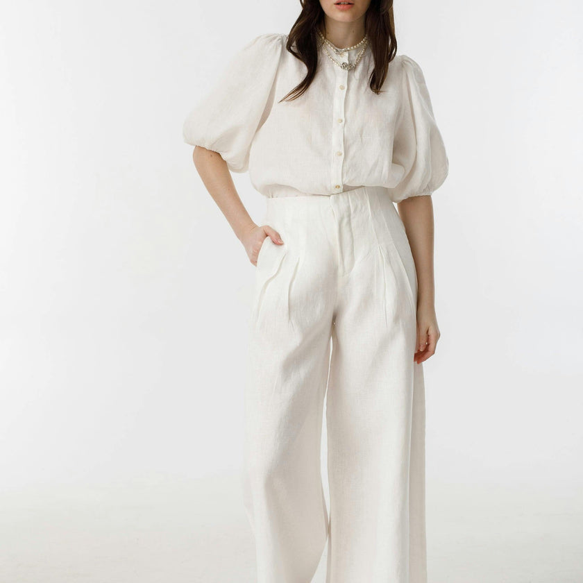 Culotte Linen Pants - Off White