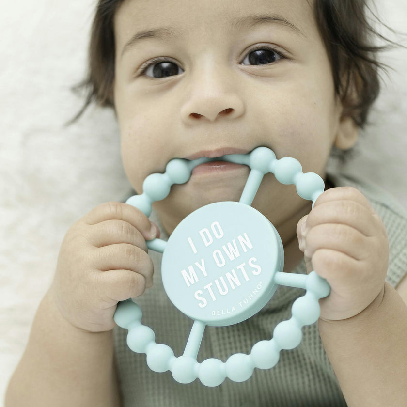 I Do My Own Stunts Beaded Round Grip Silicon Teether