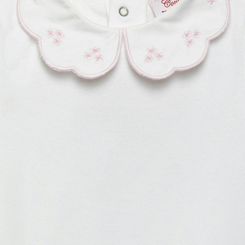 Baby Short-Sleeved Ava Embroidered Petal Bodysuit