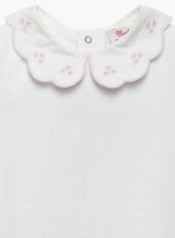 Baby Short-Sleeved Ava Embroidered Petal Bodysuit