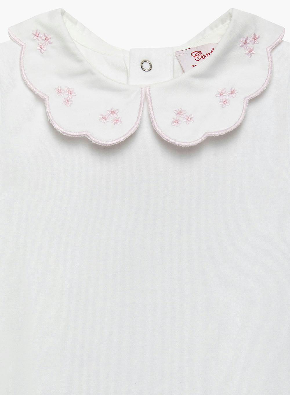 Baby Short-Sleeved Ava Embroidered Petal Bodysuit