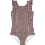 girls cocoa gingham ruffle one piece