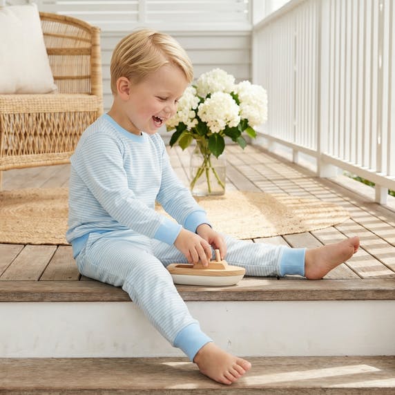 Seaside Stripe Little Lounger Bamboo Sweatsuit