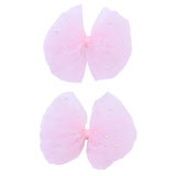 Tulle Bow Pearl Accented Hairclip Set