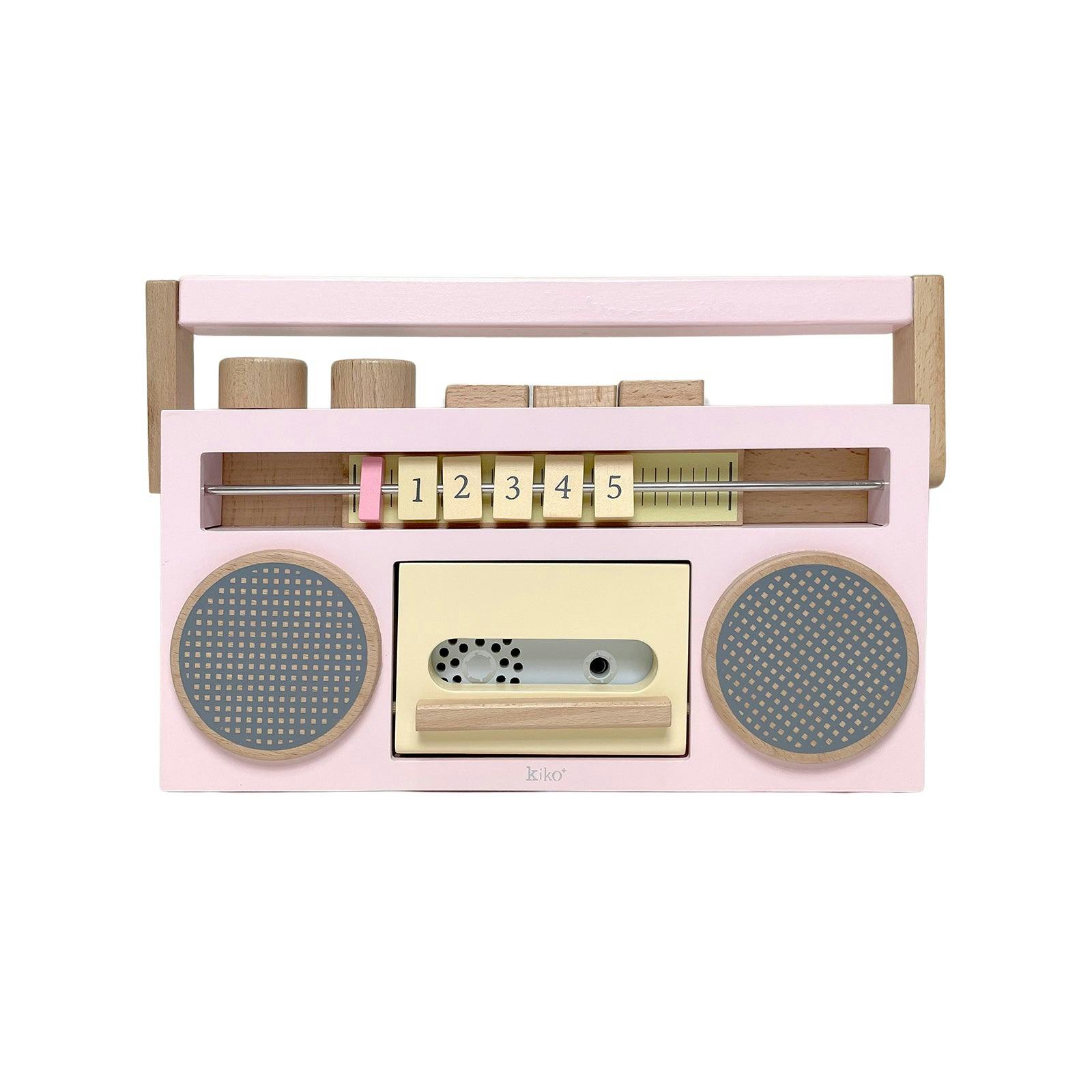 retro wooden boombox tape recorder