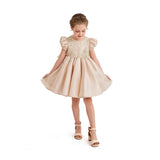 Champagne Altura Satin Bow Occasion Dress