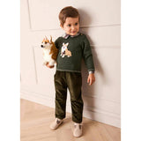 Corgi Embroidered Button Detail Jumper in Green (18mths-10yrs)