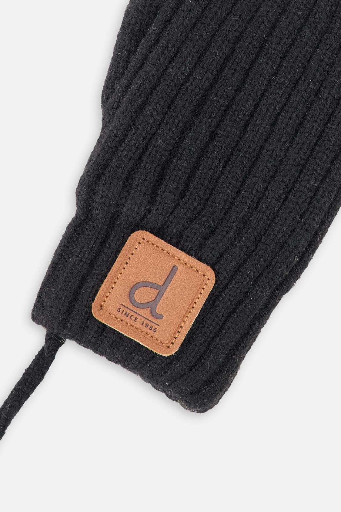 Baby Knit Mittens With String Black