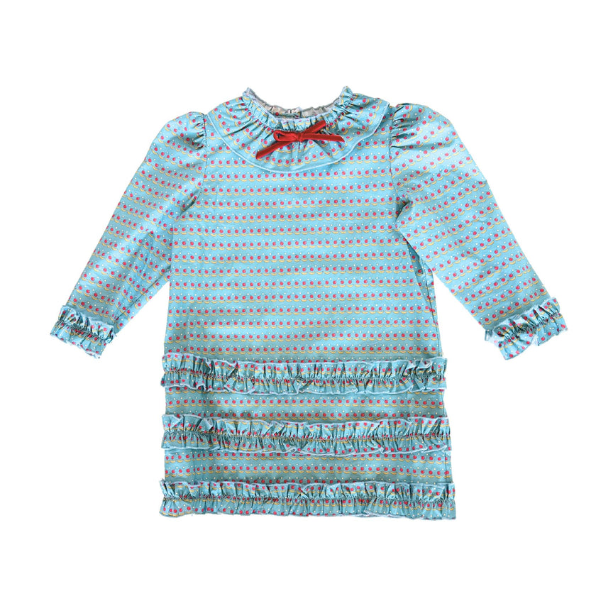 Ruffle Dress in Apples & Bananas