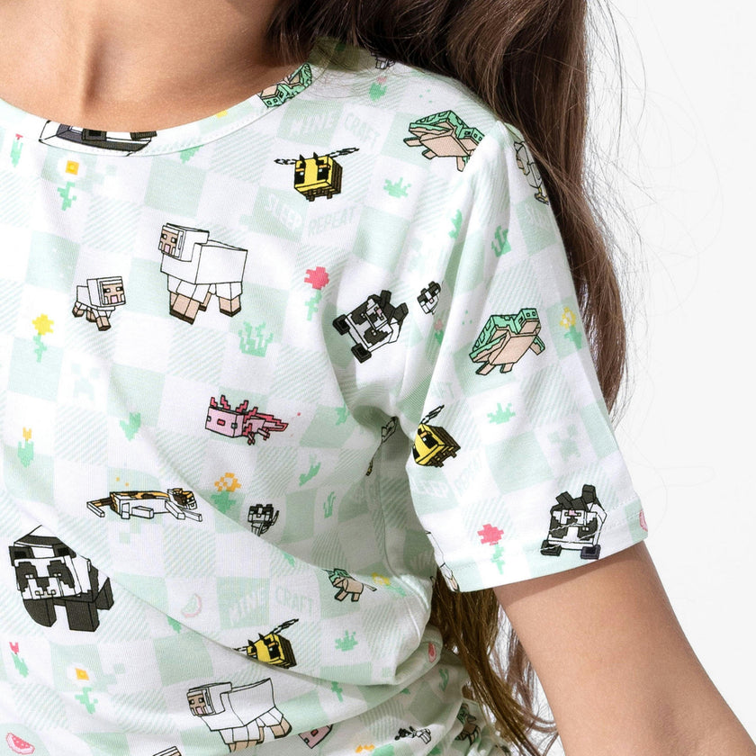 Minecraft: Sleep Repeat Bamboo Kids Pajama Short Set