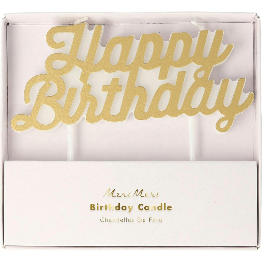Gold Happy Birthday Candle
