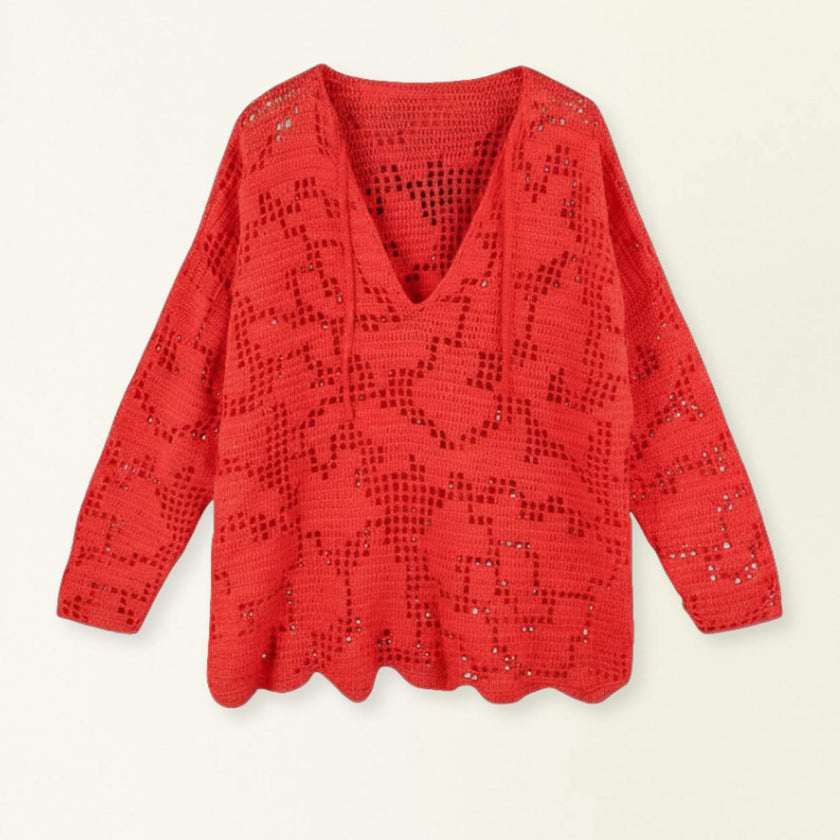 Madrid Hand Crochet Tunic in Chili