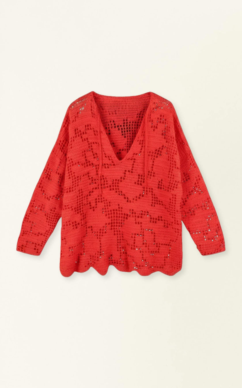 Madrid Hand Crochet Tunic in Chili
