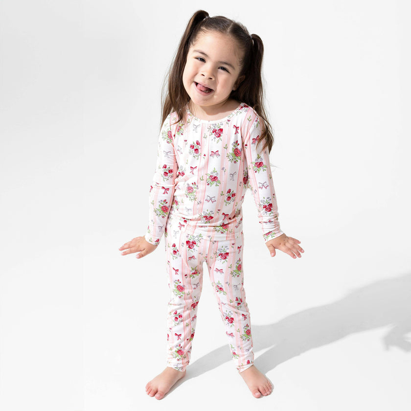 Floral Stripes Bamboo Kids Pajamas