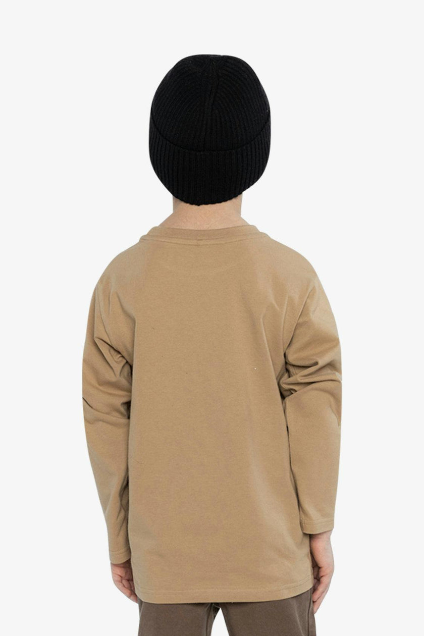 Long Sleeve Organic Cotton T-Shirt Beige
