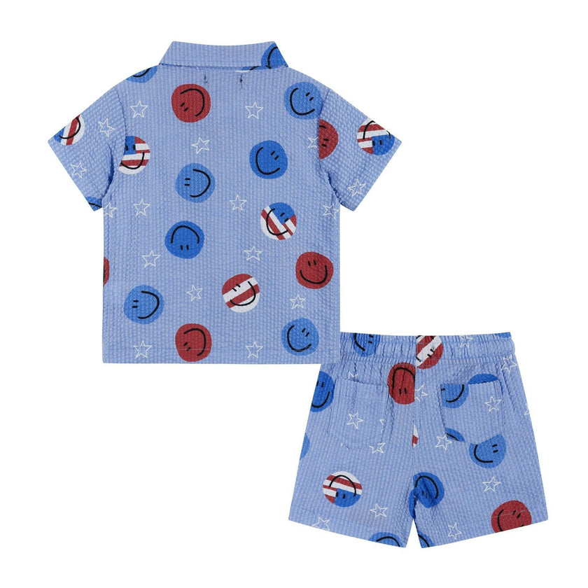 Infant Boys Short Sleeve Seersucker Set | Patriotic Smiles