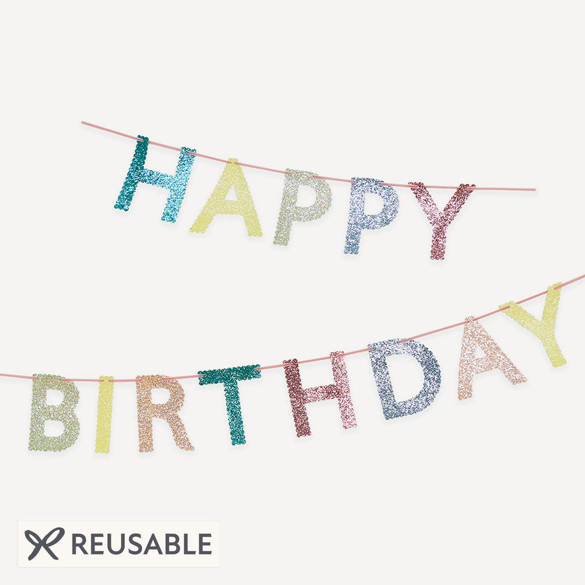Mixed Glitter Happy Birthday Garland