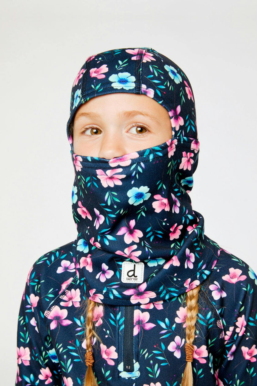 Brushed Jersey Balaclava Blue Floral Print