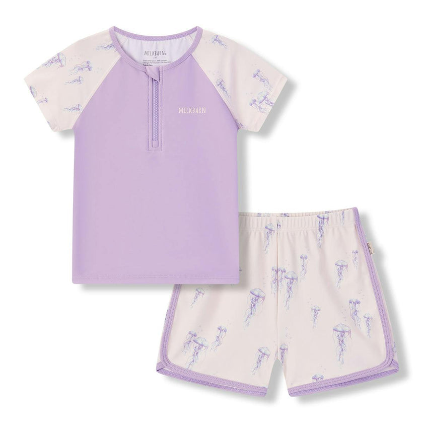 Sunset Jellyfish Zipper Top & Swim Trunks