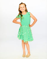 Bi-Material Dress Bright Mint Green