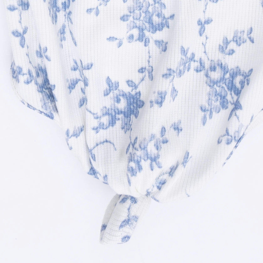Baby Blue Vines Floral - Knotted Gown and Headband