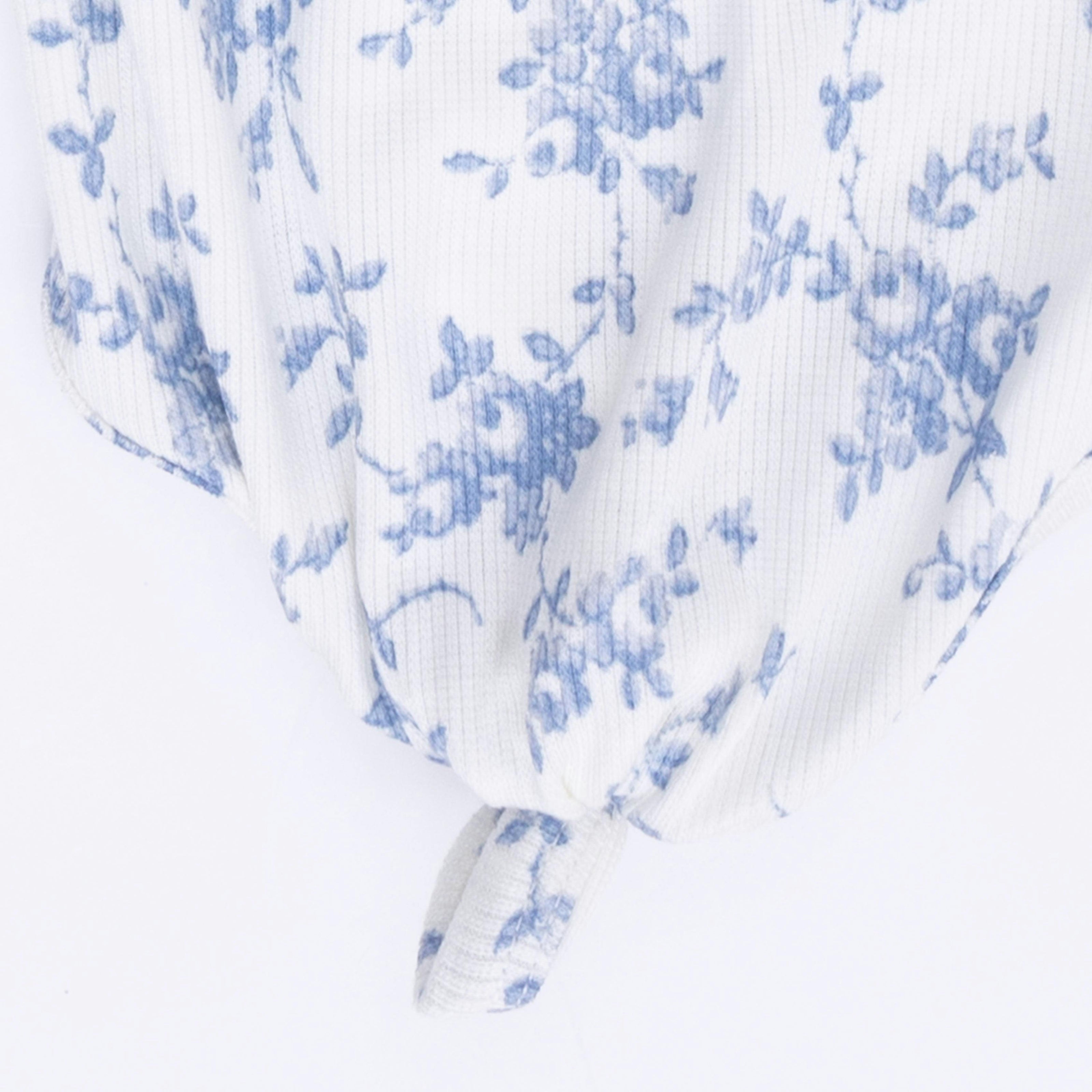 Baby Blue Vines Floral - Knotted Gown and Headband