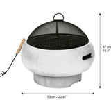 21" Outdoor Round Stone Wood Burning Fire Pit with Faux Concrete Base