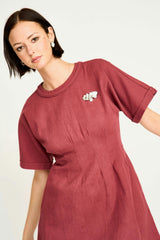 Wailea Canvas Short Dress in Dark Cerise