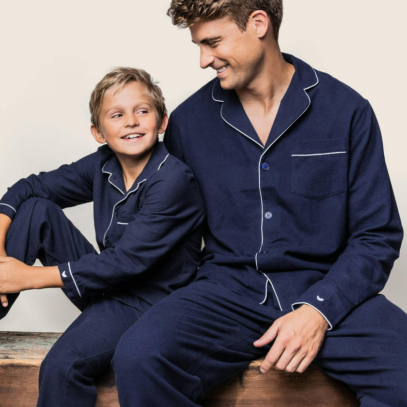 Kid's Flannel Pajama Set in Navy