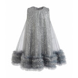 Blue Evangeline Sequin Tulle Dress