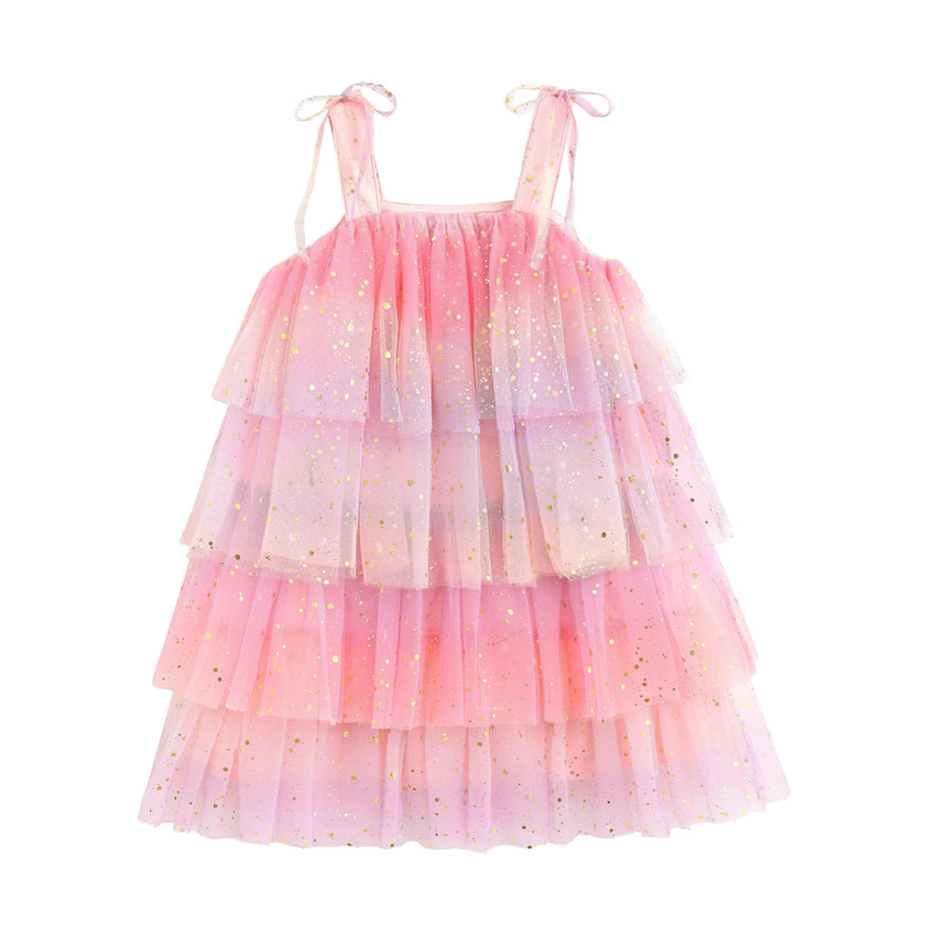 Pink Lysette Glitter Tier Dress