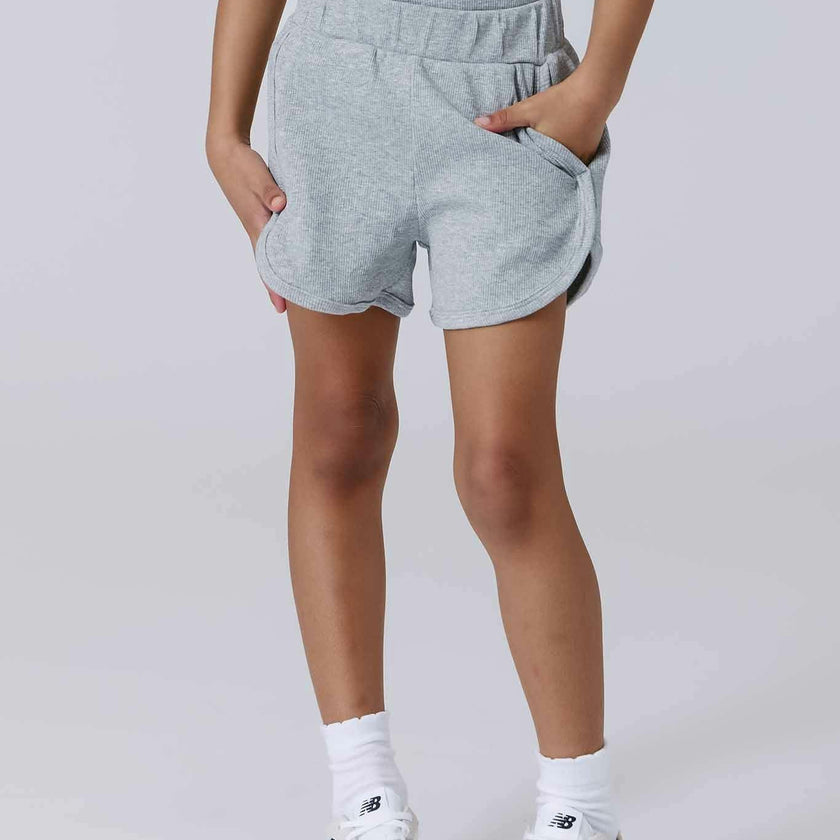 Girls Rib Shorts in Collegiate Gray