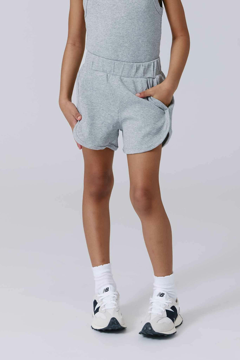 Girls Rib Shorts in Collegiate Gray