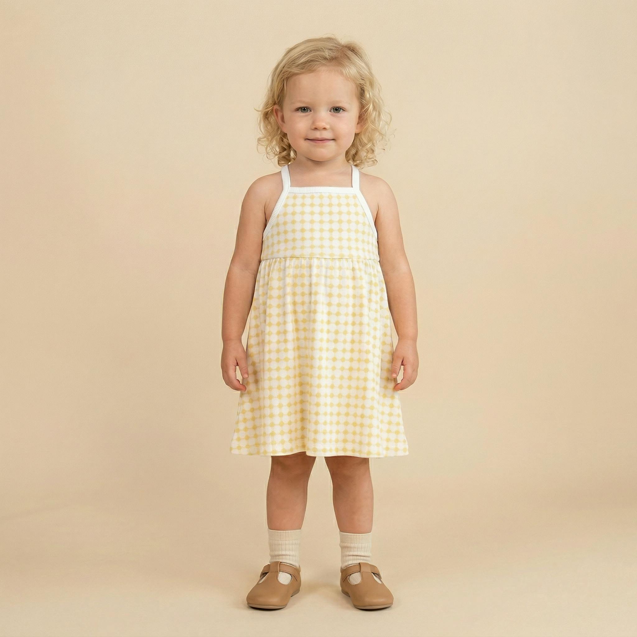 Organic Tie-Back Strap Dress - Dotty Gingham