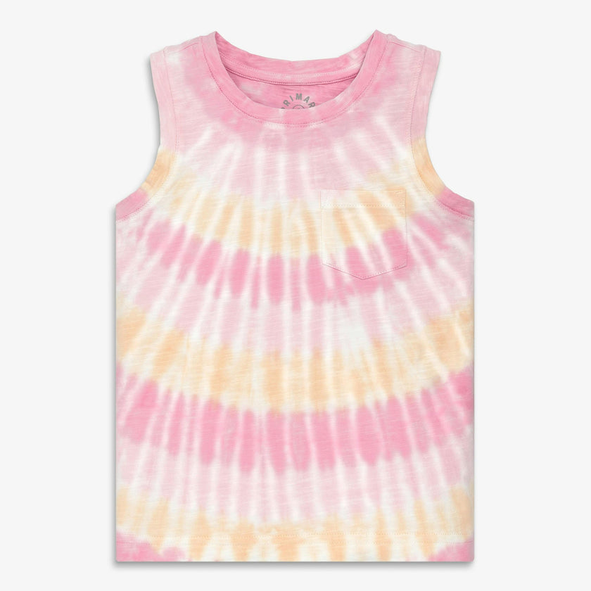 Kids pocket tank in tie-dye