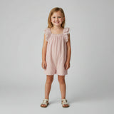 Organic Flutter Jumpsuit - Coral Stripes